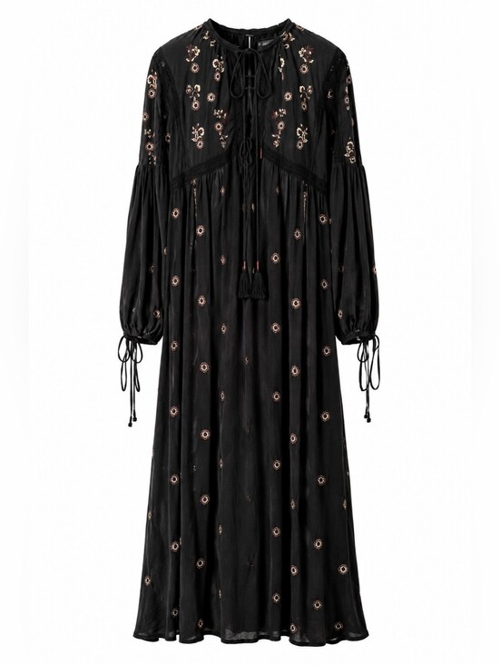 Intimately By Free People Tops - Free People Intimately Black Floral Chasing Spring Maxi Bodysuit, M, Embroidered